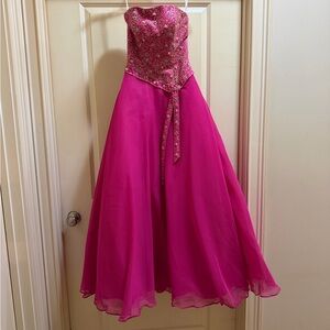 Pink Strapless Gown with Beaded Bodice